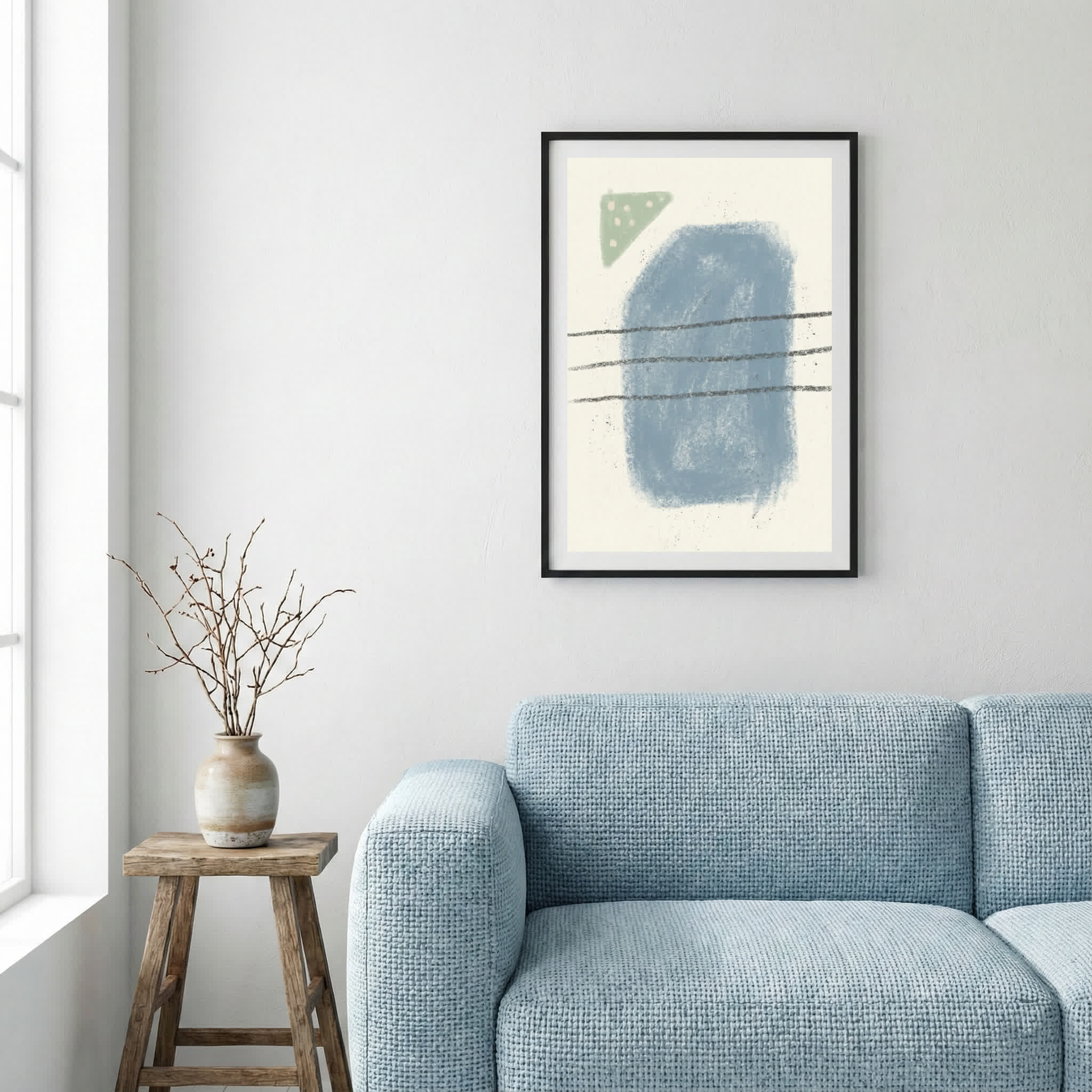 Blue Sage Minimal Abstract canvas wall art — alternate a view