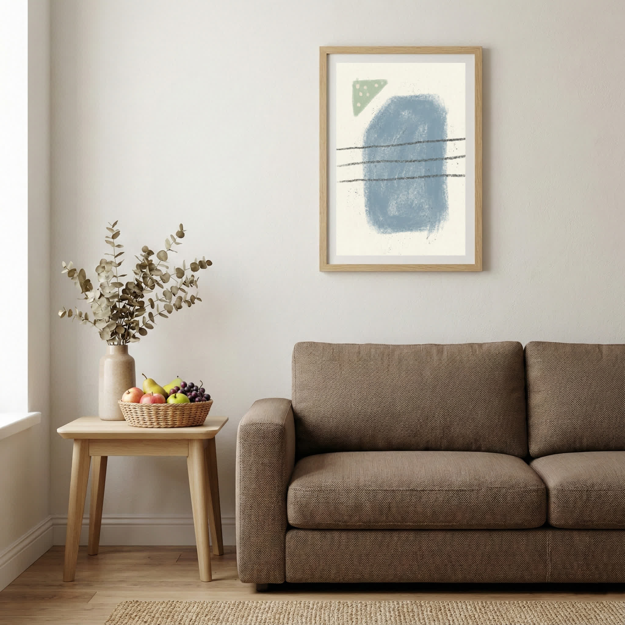 Blue Sage Minimal Abstract canvas wall art — alternate b view