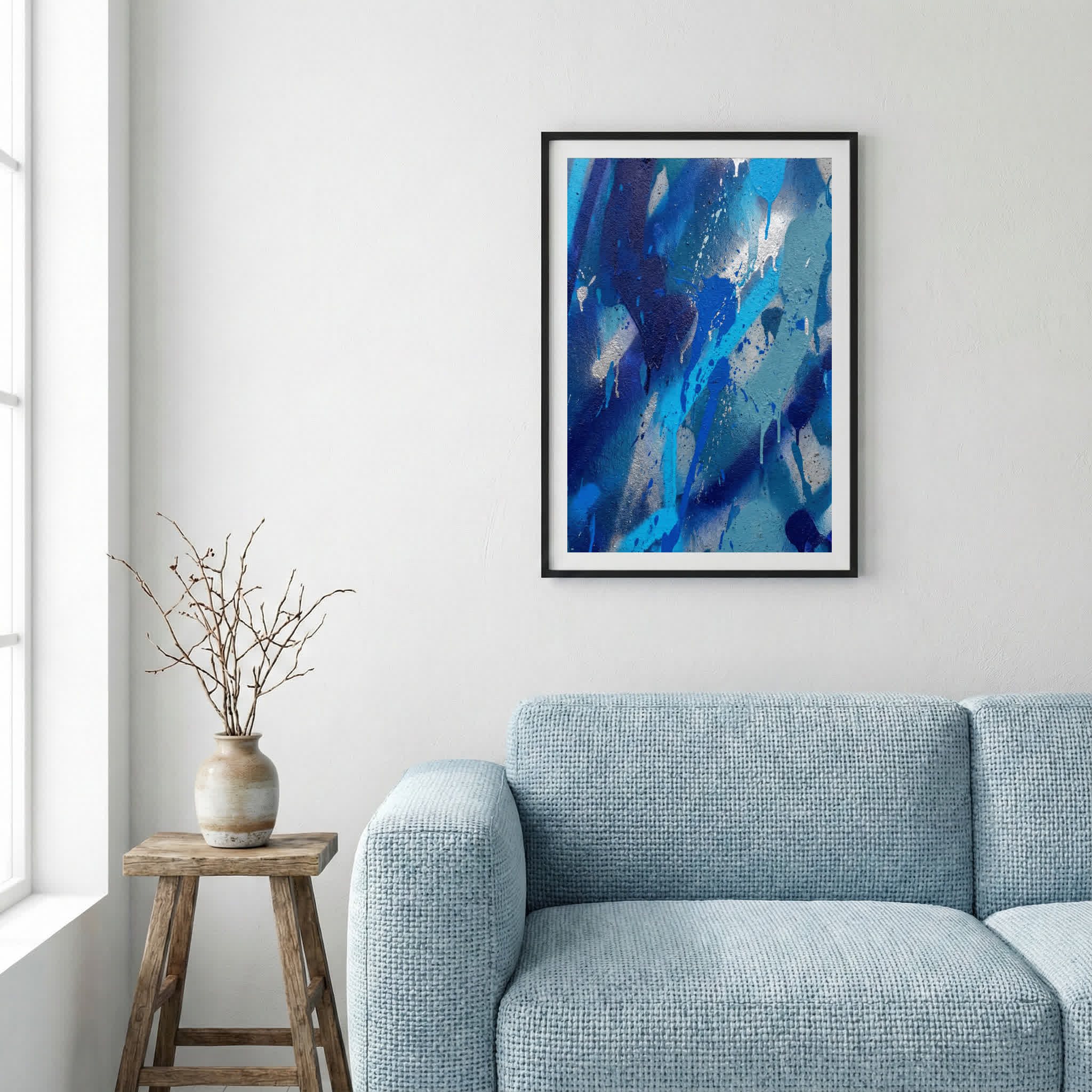 Blue Abstract Brushstrokes canvas wall art — alternate a view