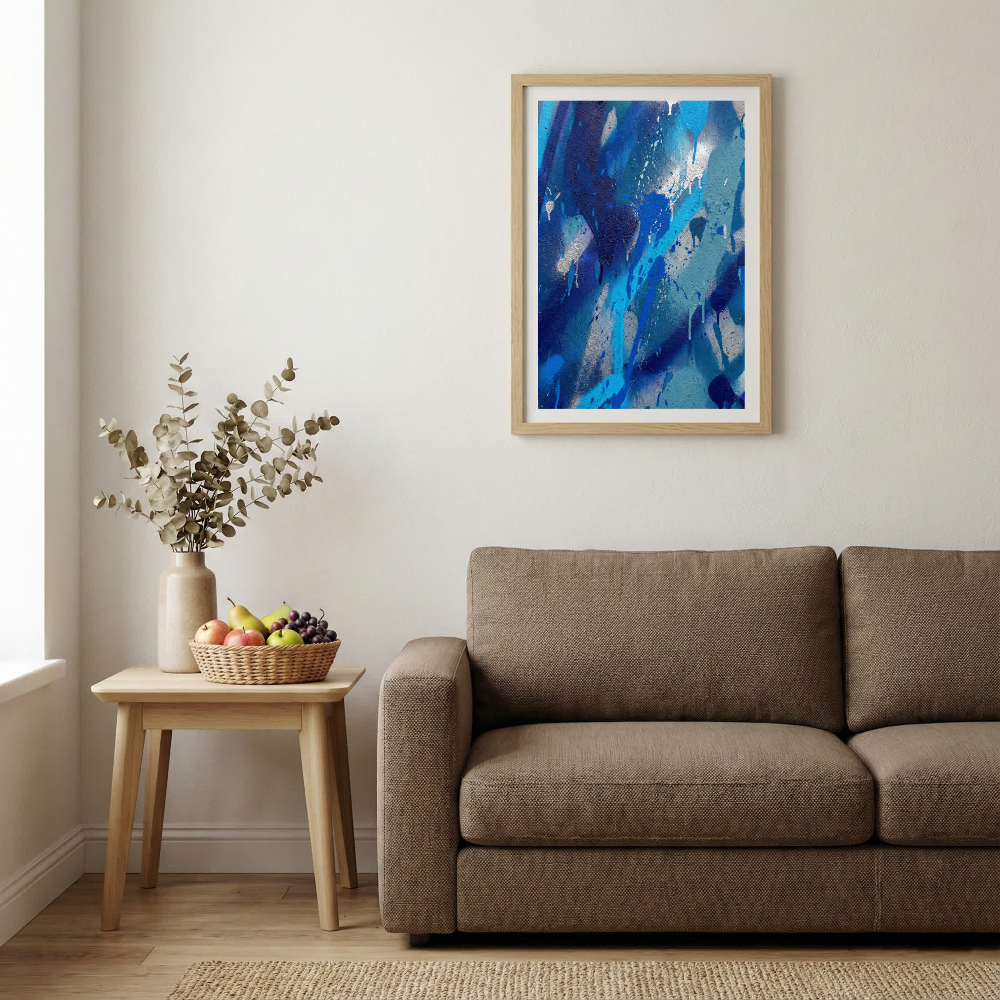 Blue Abstract Brushstrokes canvas wall art — alternate b view