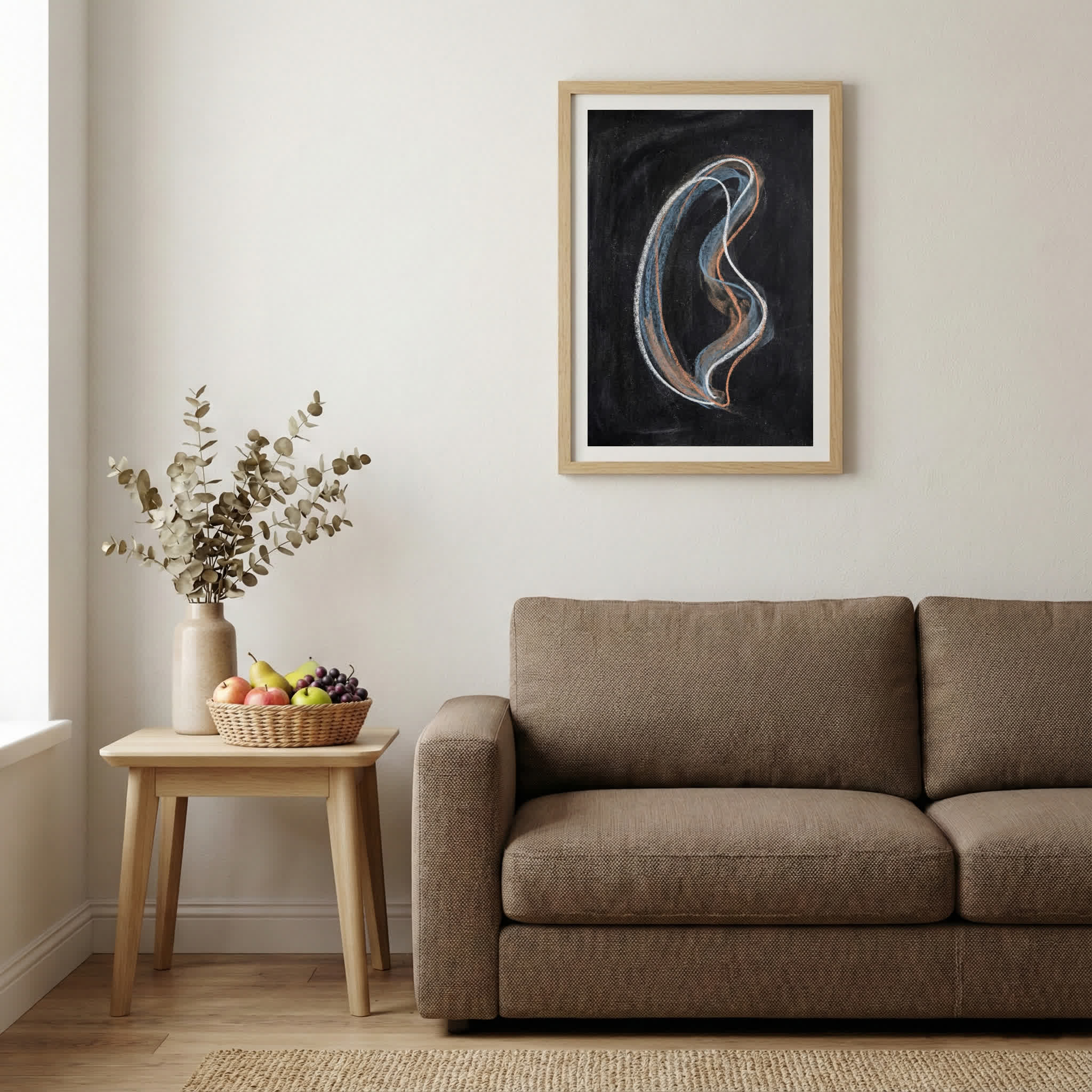 Black Silver Swoosh Abstract canvas wall art — alternate b view