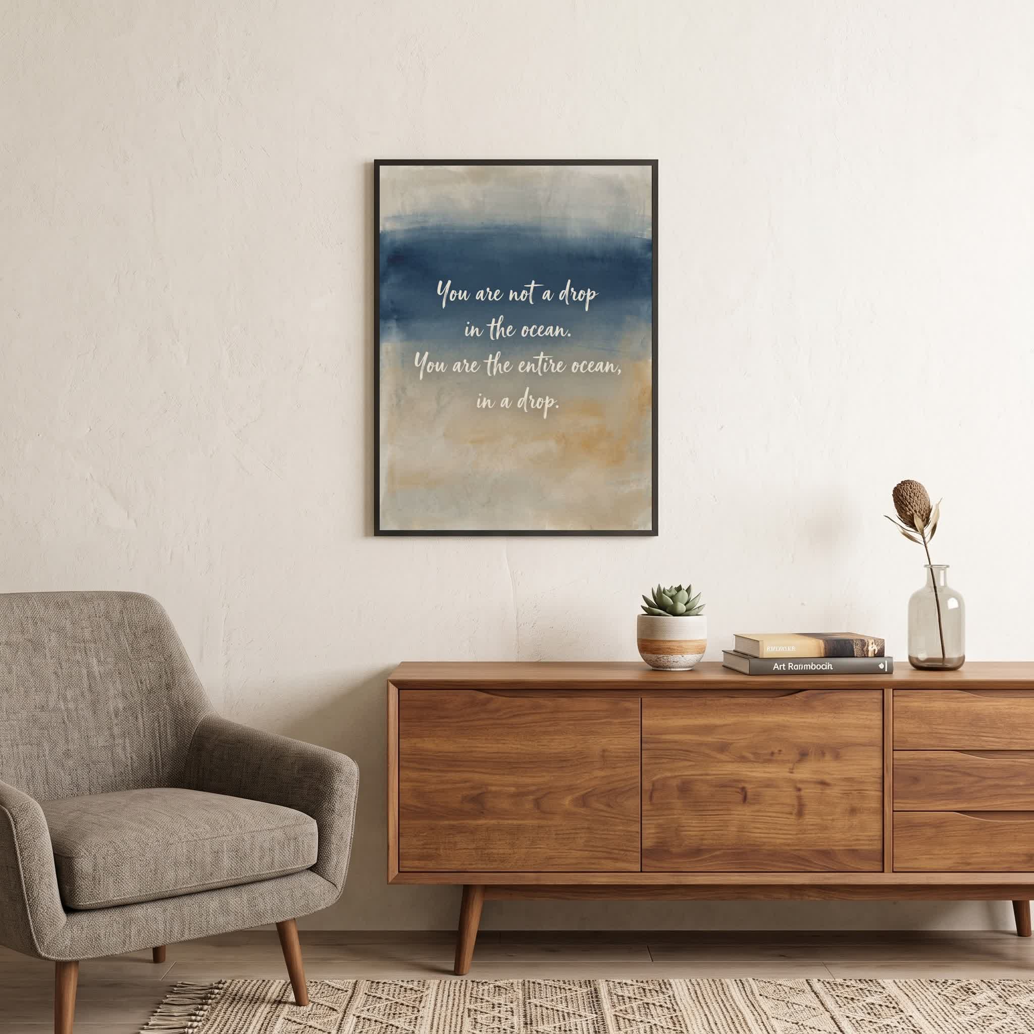 Inspirational Quote wall art: "You are not a drop in the ocean, you are the entire ocean", 18×24 in size