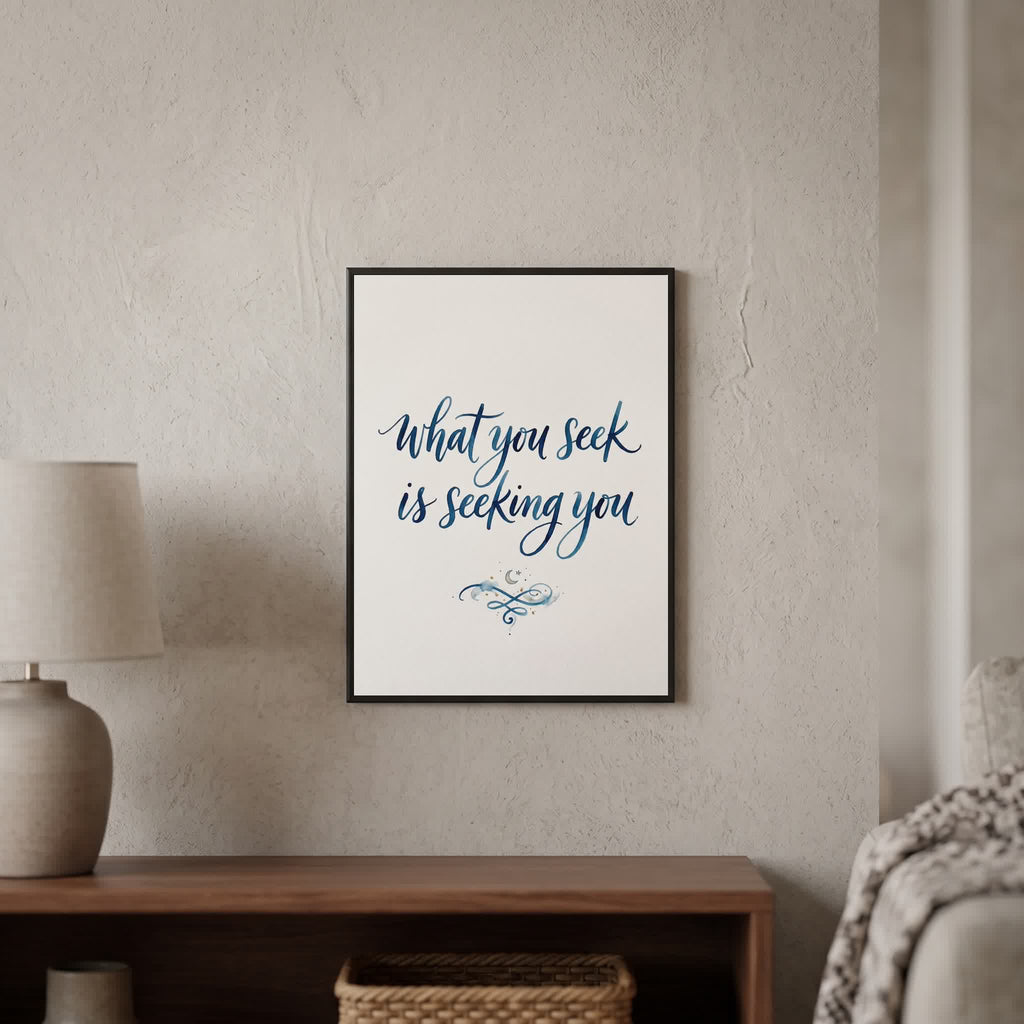 Rumi quote wall art: "What you seek is seeking you", 15×20 in size