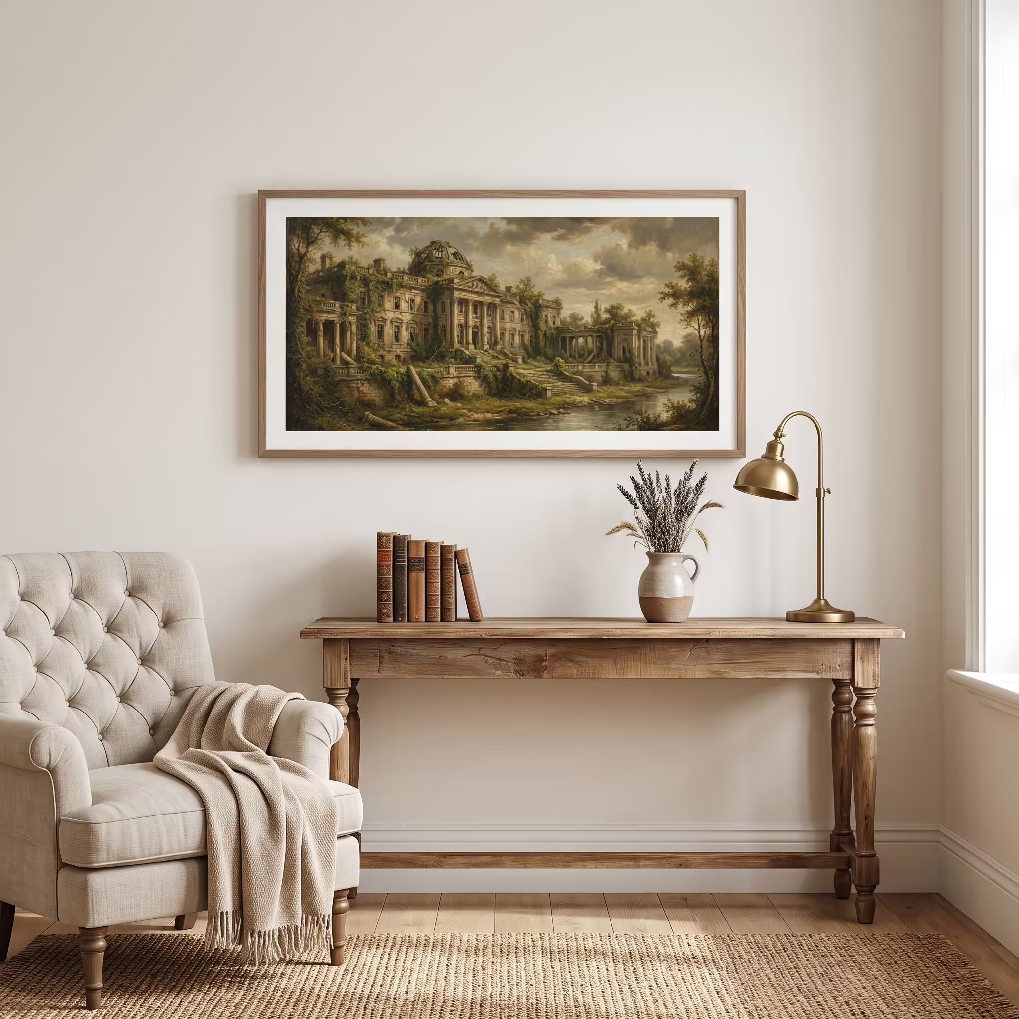 Classical Ruins Vintage Painting | Framed Canvas Print | Classic Wall Décor