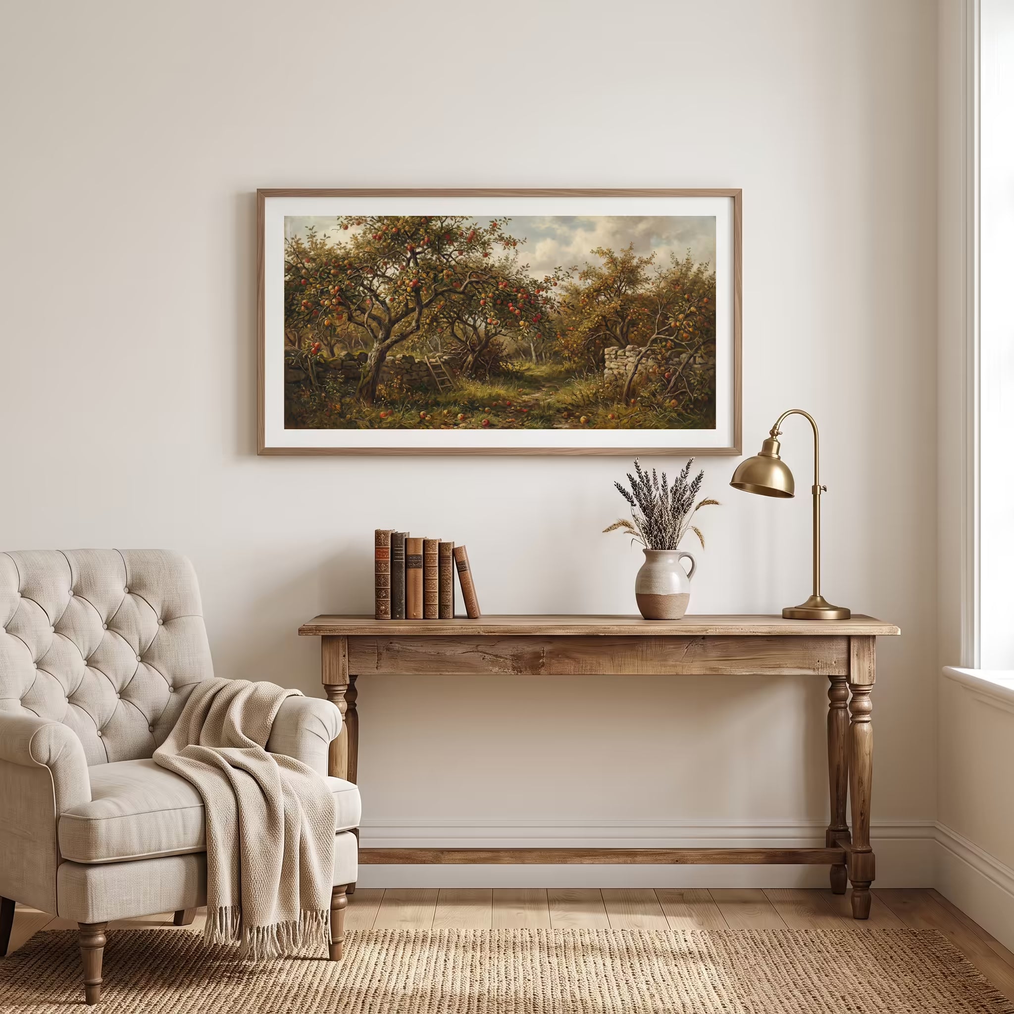 Autumn Orchard Vintage Painting | Framed Canvas Print | Classic Home Décor