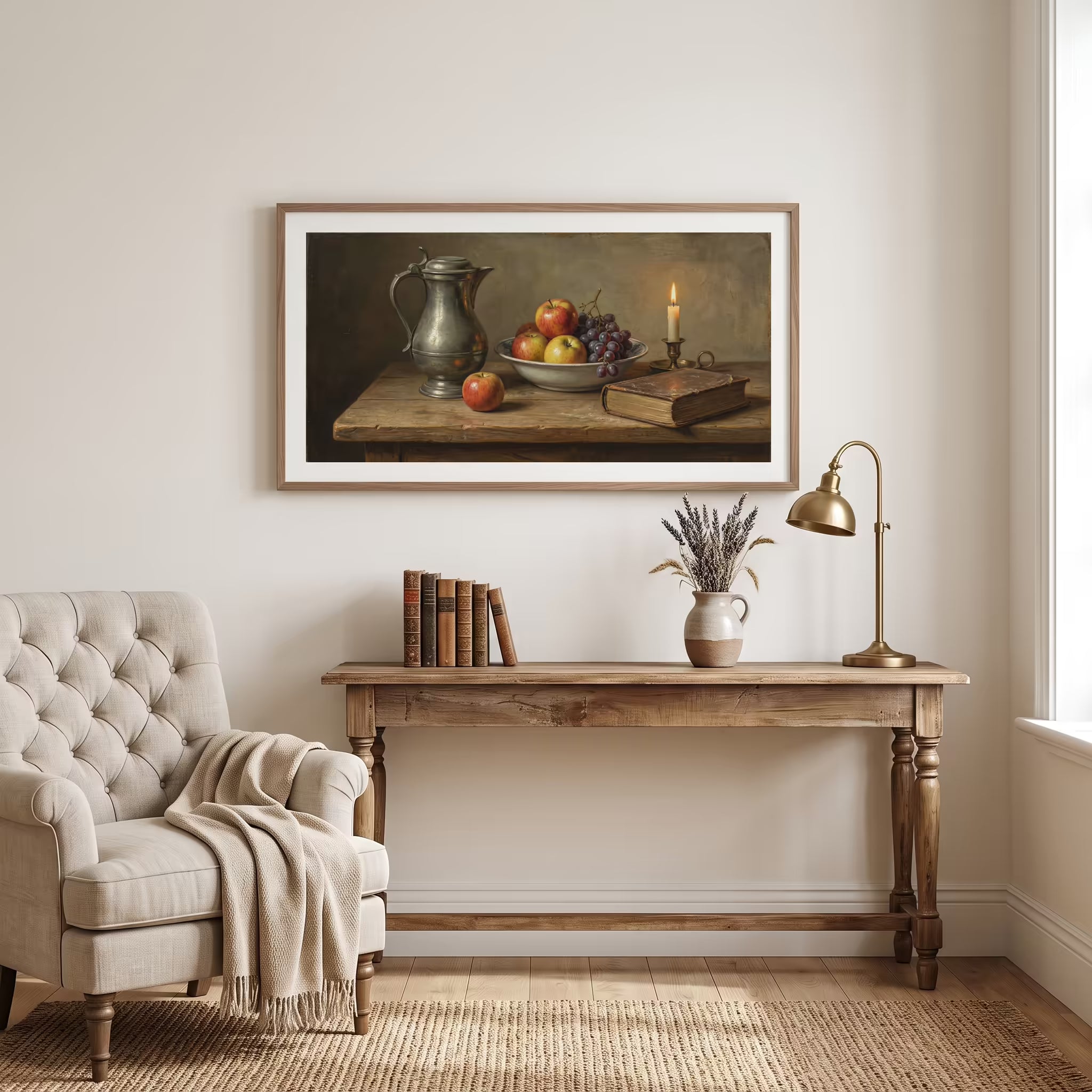 Candlelit Still Life Vintage Painting | Framed Canvas Print | Classic Wall Décor